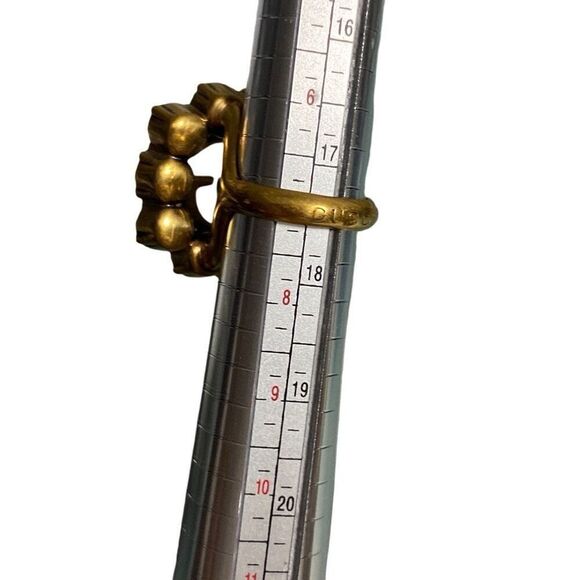 Gucci Double G Crystal Stone Aged Gold Metal Band 12 Stones Ring Size M/7 - Picture 8 of 14